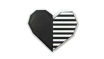 Black and White Geometric Heart Sculpture