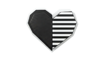 Black and White Geometric Heart Sculpture