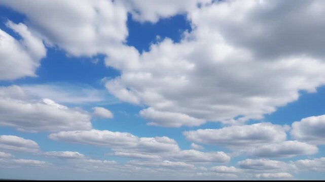Beautiful blue sky with white fluffy clouds on a sunny day