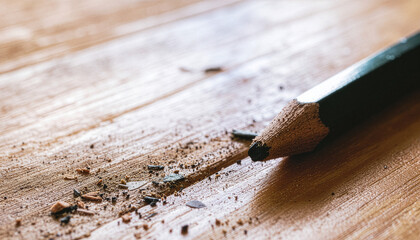 Sharpened pencil with broken tip and shavings symbolizing frustration and burnout