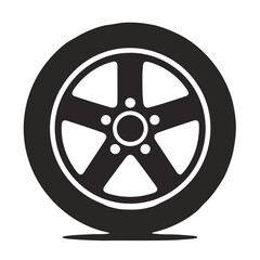 Obraz premium Black and white vector icon of a sleek and modern wheel design