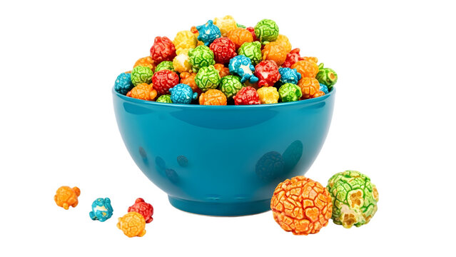 Colorful cereal balls isolated on transparent background