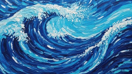 Textured blue ocean waves crashing with white foam