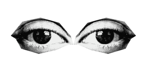 A two eyes retro halftone in transparent background 