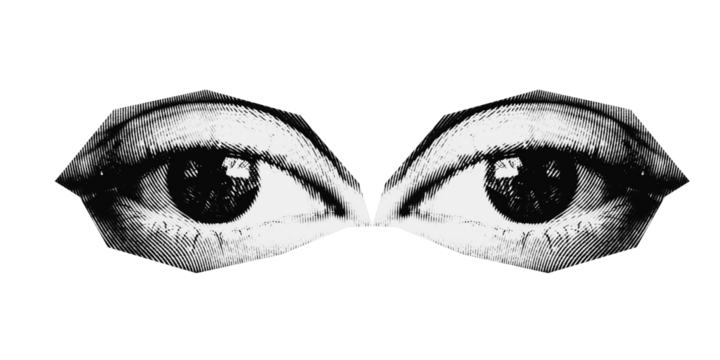 A two eyes retro halftone in transparent background  - Powered by Adobe
