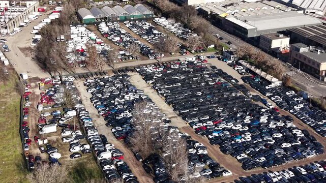 End-of-life car depot from above