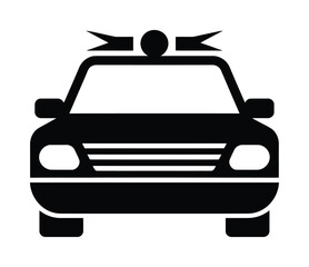 Vector illustration of a police car with flashing lights on top © Kishan