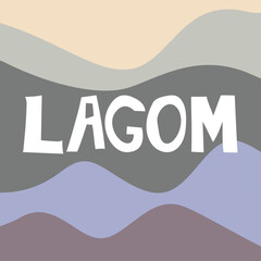 Lagom. Scandinavian poster.&nbsp;Natural wave vector abstract background flat design stock illustration