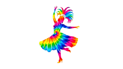 A vibrant Brazilian Carnaval dancer in a colorful costume on transparent background