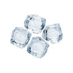 Obraz premium Four Clear Ice Cubes Isolated on White Background