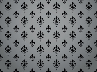 Flower geometric pattern. Seamless vector background. Gray and black ornament