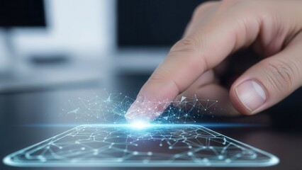 Index finger tapping invisible interface representing mobile UX interaction