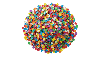 A colorful ball of confetti on transparent background, representing the vibrant spirit of brazilian carnaval