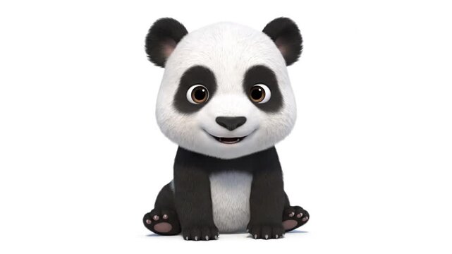 Cartoon panda bear sitting isolated on white background