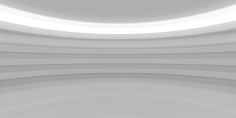 Abstract empty white room or gallery background with circular indirect light and open center