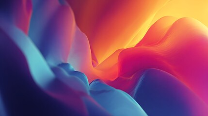 Vibrant abstract background with swirling shapes and soft gradient lighting in purple orange and yellow hues with vibrant colors and soft focus