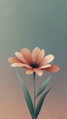 Obraz premium Minimal flower illustration with pastel colors on gradient background