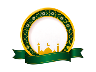 Ramadan Islamic Circular Mosque Badge PNG Transparent Background
