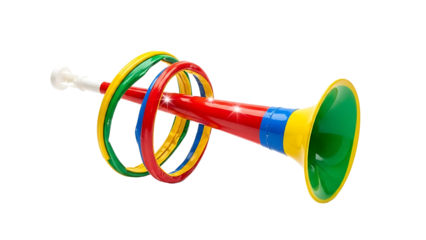 A colorful party horn on transparent background for Brazilian Carnaval celebrations
