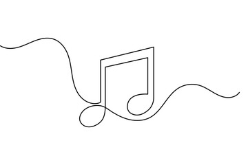 Obraz premium Music note symbol continuous line art with minimalist design and clean outline vector illustration