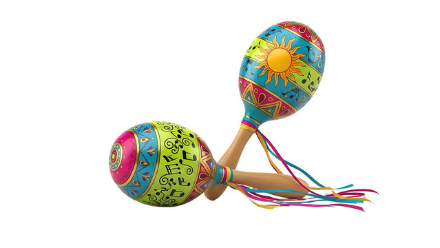 A pair of colorful maracas on transparent background, symbolizing Brazilian Carnaval celebrations