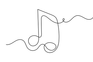 Fototapeta premium Music note symbol continuous line art with minimalist design and clean outline vector illustration