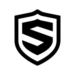 Shield with a stylized letter shape symbolizing protection, trust, and secure digital transactions.