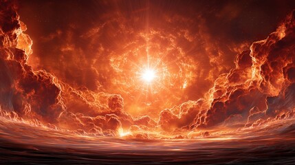 Intense Solar Flare Explosion with Fiery Cosmic Clouds