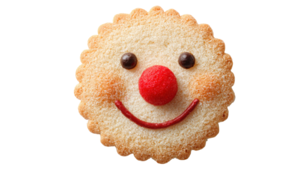 Cheerful cookie with happy face made of red nose and smile for festive season