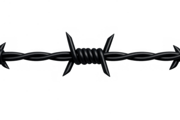 Barbed wire fence design element creating security, boundary, and restriction concepts, isolated vector illustration