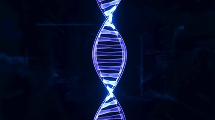 Glowing dna strand rotation in dark blue background reflecting science and innovation - Powered by Adobe