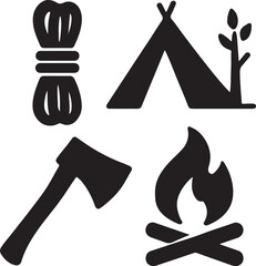 Obraz premium set of fire axe icon set axe and firewood