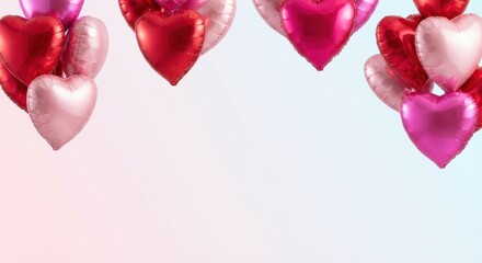 Valentine's day hearts ballons with copyspace, saint valentine and love background concept, blank space, hd