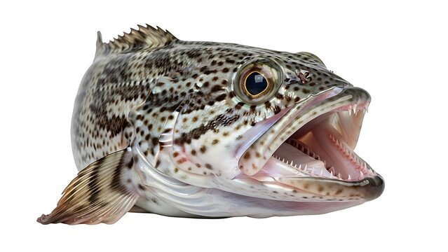Tautog Fish Opening Mouth Isolated on White Background