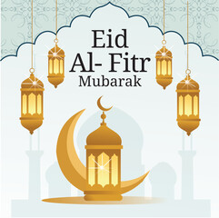 Eid Mubarak colorful luxury Islamic background with decorative ornament, eid Mubarak social media post design