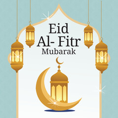 Eid Mubarak colorful luxury Islamic background with decorative ornament, eid Mubarak social media post design