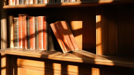 A minimalist bookshelf with only a few carefully chosen books.