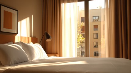 A king size bed with plush pillows and a canopy frame.