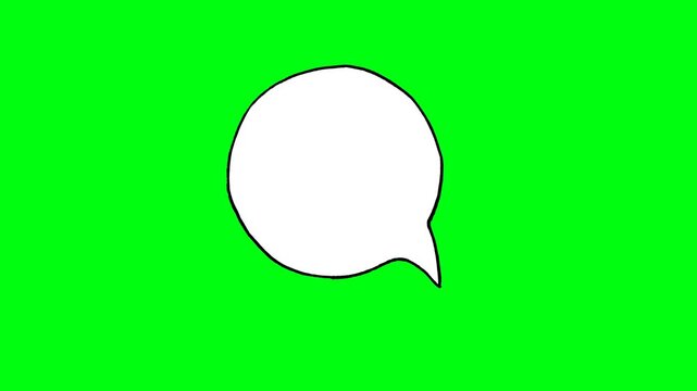 Hand-drawn, white, speech, bubble, animation, green, screen, chroma, key, chat, icon, dialogue, doodle, sketch, comic, communication, symbol, motion, graphics, social, media, element.
