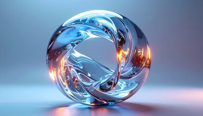 Futuristic AI core made of glass and liquid metal on solid background 3D render.