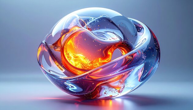 Futuristic AI core made of glass and liquid metal on solid background 3D render. - Powered by Adobe