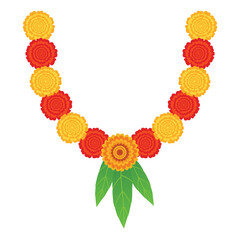 Fototapeta premium orange and yellow marigold flower garland for festive decor