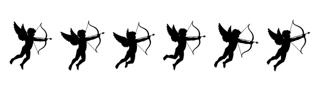 cupid icon set. love and valentine's day symbol. Cupid shooting arrow