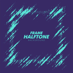 Abstract vector torn halftone fluid square frame. Scratched dotted pop art dynamic frame.