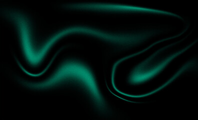 Luxury emerald green grainy texture background with elegant abstract waves on black. Dark minimalist silk-like flow for premium branding, tech backgrounds, and sophisticated night-themed designs.