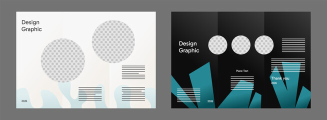 Abstract Annual Report Trifold Template for Company Presentation. Minimalist Brochure Design for Marketing and Advertising