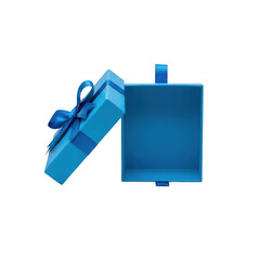 Blue gift box with bow isolated on transparent background