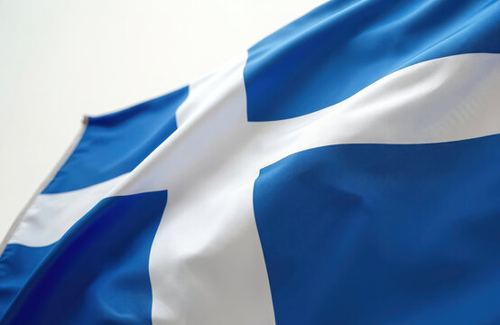 Drapeau du Quebec flutters. Province of Quebec flag waves, symbol of french canadian identity. Blue, white colors fly. Image represents national pride. Quebec independence movement emblem shows