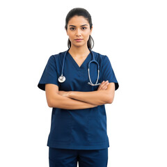 Professional nurse portrait isolated on transparent background