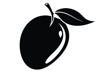 Healthy Food Concept with Black and White Mango Silhouette Vector Graphic © kanchanrani